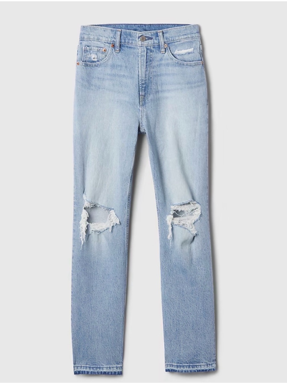 GAP High-Rise Straight Light Wash Jeans with Back Pocket Distress